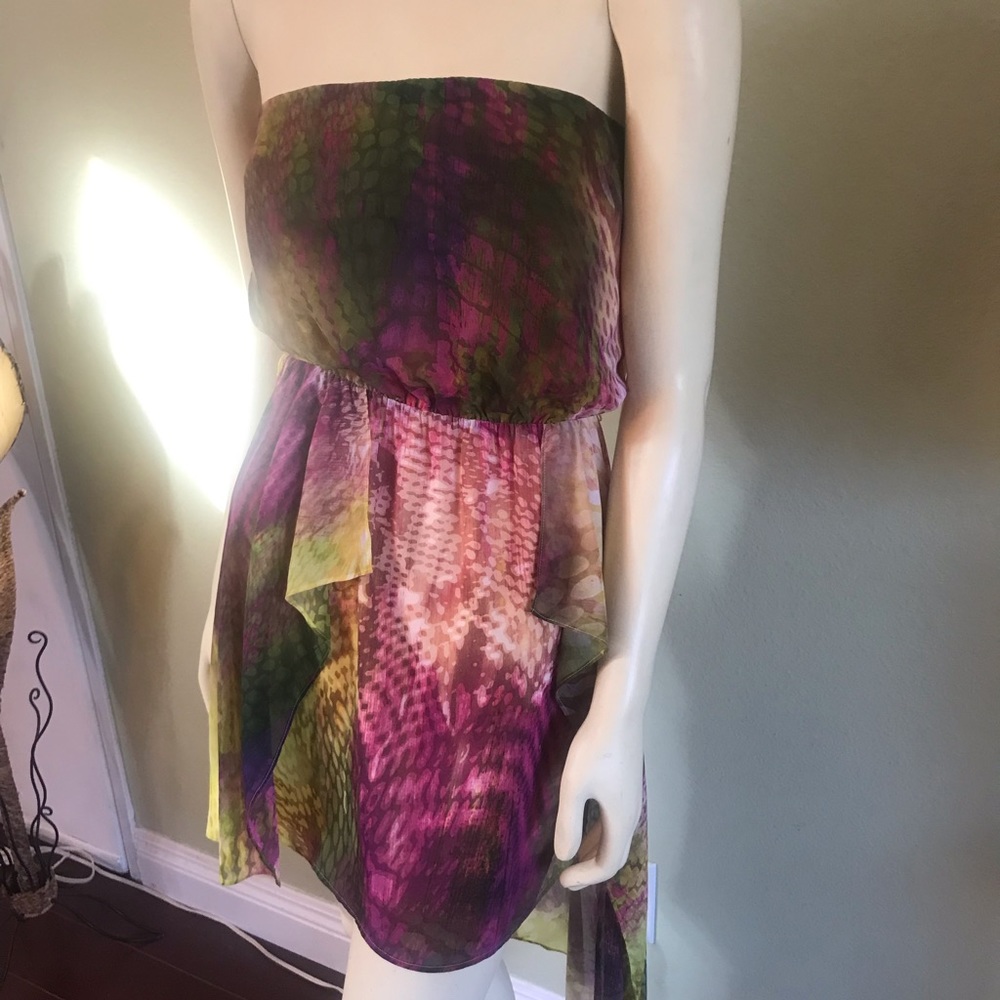 “NEW ARRIVALS” Brand-New  Bebe Exquisite Sleeveless Strapless Chiffon Mini Dress